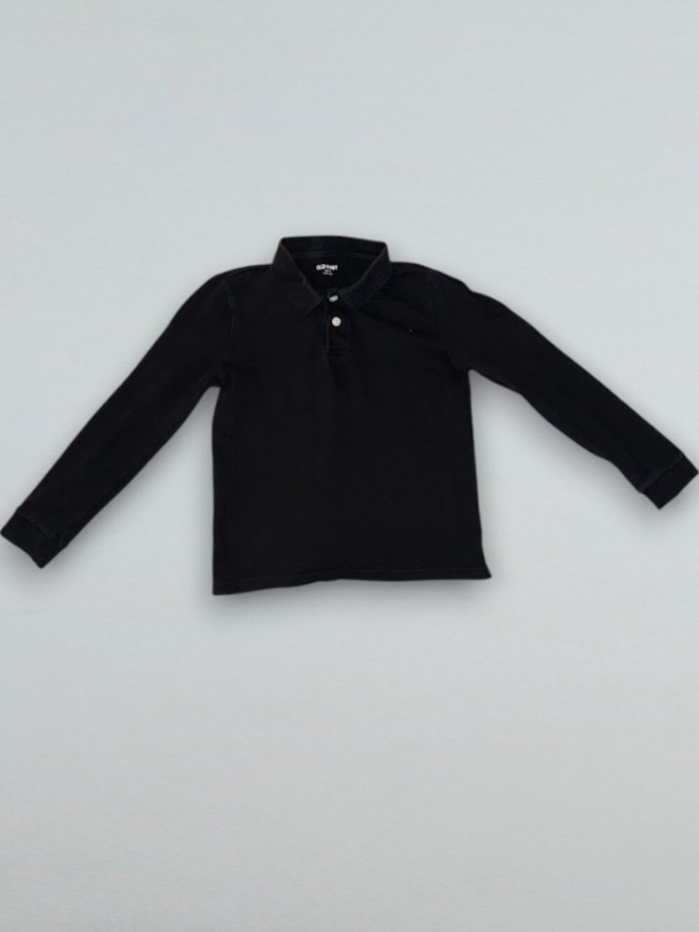 Black Long Sleeve Polo Shirt Kids S 6-7 Collar Buttons Boys